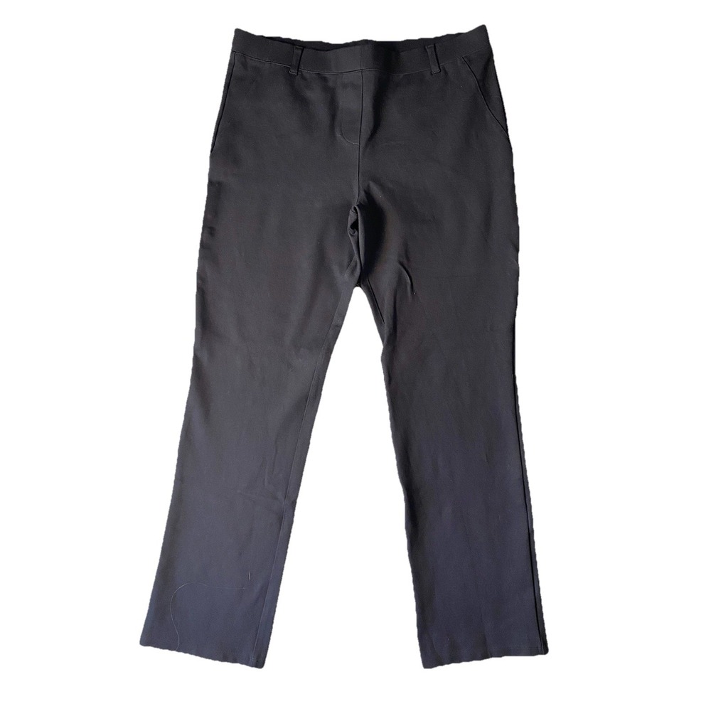 Quince Womens Large Black Ponte Straight Leg Pull On Stretch Pants Career Office